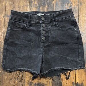 Old Navy Black Button-Front Distressed Denim Shorts